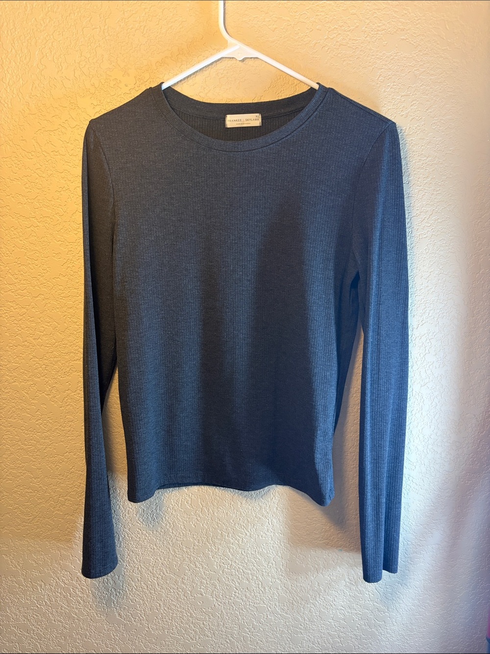 Long Sleeve Ribbed Tee - Blue